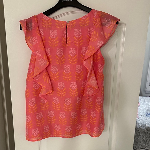 J.Marie Coral Patterned Ruffle Blouse - Picture 3 of 3